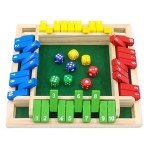 Shut The Box Game, Wooden Board Dice Games for Adults and 2-4 Player Family C...