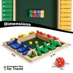 Shut The Box Game, Wooden Board Dice Games for Adults and 2-4 Player Family C...