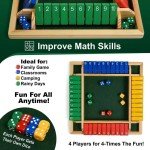 Shut The Box Game, Wooden Board Dice Games for Adults and 2-4 Player Family C...
