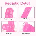 Realistic Dildo for Woman, Ultra Soft Dildo with Curved Shaft and Balls for Couple Beginners G-spot Vaginal Masturbator Adult Sex Toy, Fashion Edition Gift Sets Man Woman（7.9 inches）