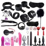 TYTOGE 26Pcs Sex Set Toy PU Leather Bundled Tying Set SM Set for Couples Adults Sexy Suit for Couples Gameplay, Black