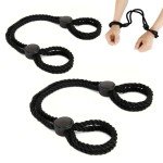 2 Pieces Adult Toy Ropes, Adjustable Toy Ropes, Wrist and Ankle Restraints, Role Play Props, Creative Toy Ropes (Black)
