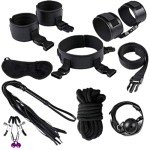 TYTOGE 26Pcs Sex Set Toy PU Leather Bundled Tying Set SM Set for Couples Adults Sexy Suit for Couples Gameplay, Black