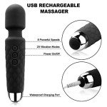 Cordless Wand Massger, Bolly Powerful Personal Massagers for Women with Multi Speeds for Therapeutic Muscle Aches and Sports Recovery-Black