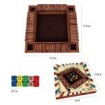 GOTHINK Shut The Box Dice Game with 10pcs Dices 12 inch Traditional Wooden Table Math Board Game 10 Numbers for Kids Adults, Family Classroom Home or Pub Bar 1-4 Players