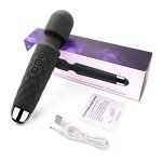 Cordless Wand Massger, Bolly Powerful Personal Massagers for Women with Multi Speeds for Therapeutic Muscle Aches and Sports Recovery-Black