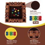 GOTHINK Shut The Box Dice Game with 10pcs Dices 12 inch Traditional Wooden Table Math Board Game 10 Numbers for Kids Adults, Family Classroom Home or Pub Bar 1-4 Players