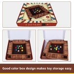 GOTHINK Shut The Box Dice Game with 10pcs Dices 12 inch Traditional Wooden Table Math Board Game 10 Numbers for Kids Adults, Family Classroom Home or Pub Bar 1-4 Players
