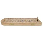 Pacific Shore Games Wooden Cribbage Board Game Set, Continuous 3 Track for 2-3 Players with Card Storage