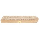 Pacific Shore Games Wooden Cribbage Board Game Set, Continuous 3 Track for 2-3 Players with Card Storage