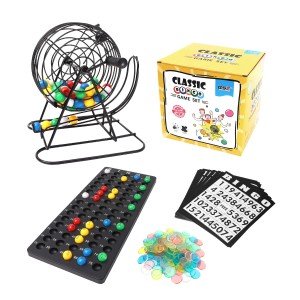 Deluxe Bingo Game Set w/Roller Cage, 75 Bingo Balls, Board, 18 Cards/150 Chips