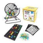Deluxe Bingo Game Set w/Roller Cage, 75 Bingo Balls, Board, 18 Cards/150 Chips