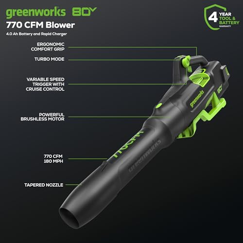 Greenworks 80V Cordless Leaf Blower with Charger