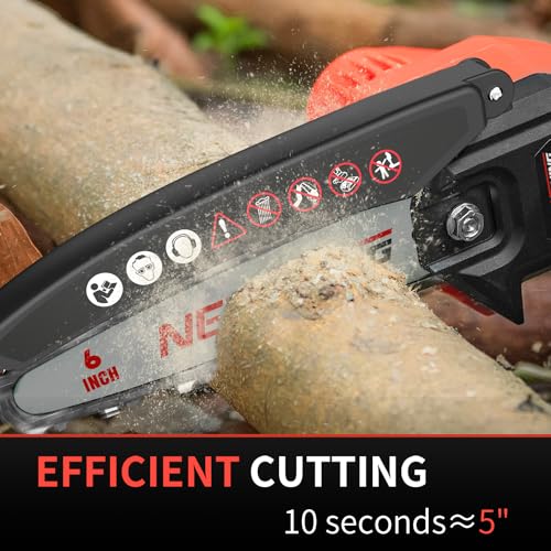 Upgraded 6" Mini Cordless Chainsaw Kit, 21V Rechargeable