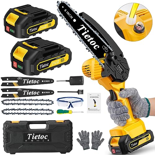 6" Cordless Chainsaw with Security Lock, Manganese Steel Chain