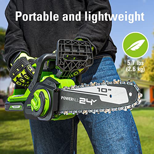 Greenworks 24V 10" Cordless Chainsaw + Battery/Charger