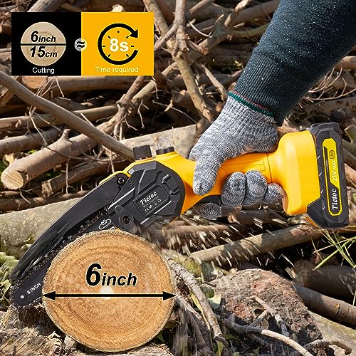 6" Cordless Chainsaw with Security Lock, Manganese Steel Chain