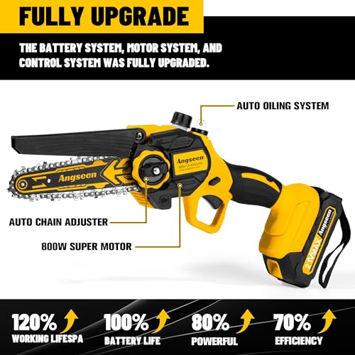 Angseen Mini Cordless Chainsaw 6-Inch 800W