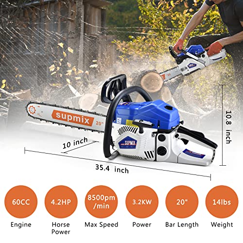 20" 62cc Gas Chainsaw for Tree Cutting Power