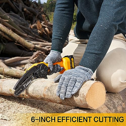 6" Cordless Chainsaw with Security Lock, Manganese Steel Chain