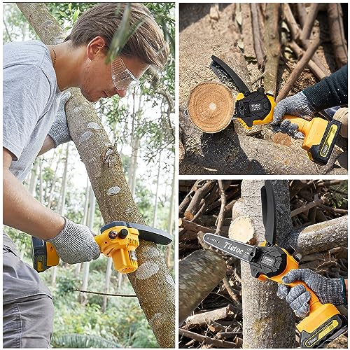 6" Cordless Chainsaw with Security Lock, Manganese Steel Chain