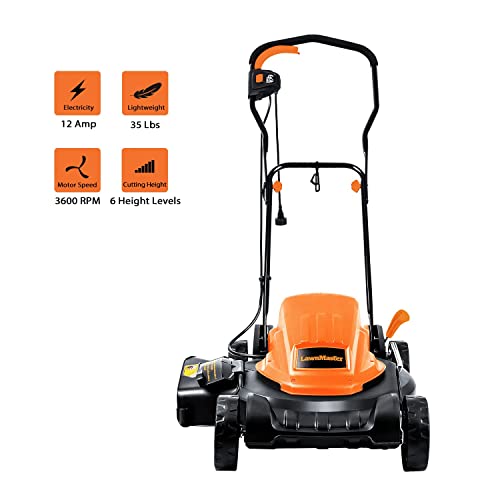 LawnMaster 12AMP Electric Lawn Mower 19-Inch Blade