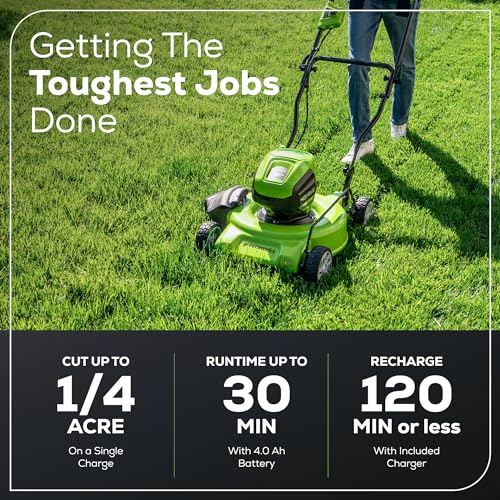 Greenworks 40V 19" Brushless Lawn Mower with Battery