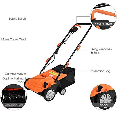 Goplus 2-in-1 Lawn Dethatcher and Scarifier