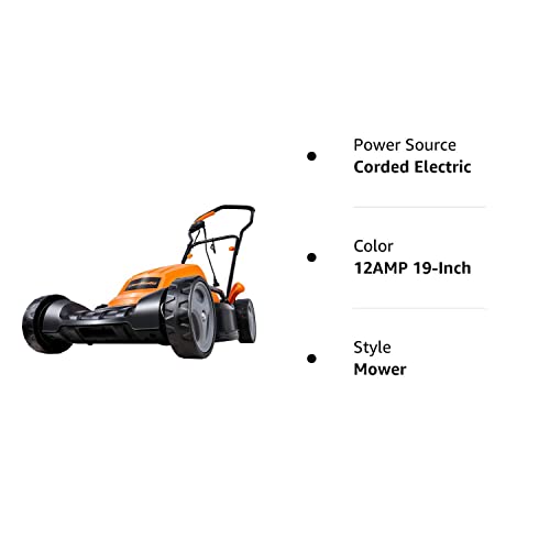 LawnMaster 12AMP Electric Lawn Mower 19-Inch Blade