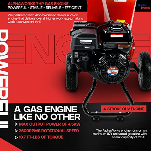Powerful Gas Wood Chipper Shredder Mulcher - 7HP