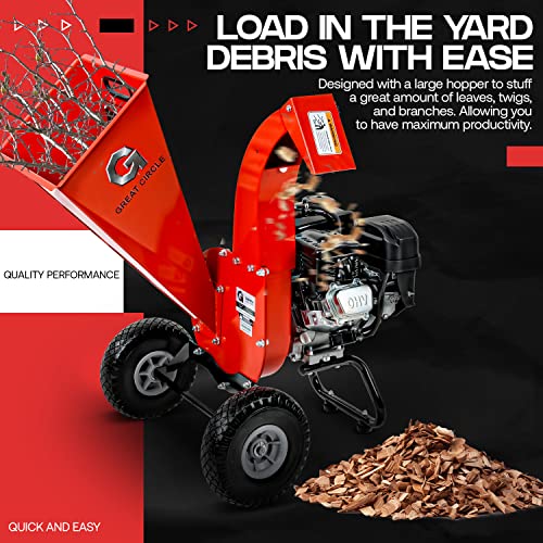 Powerful Gas Wood Chipper Shredder Mulcher - 7HP