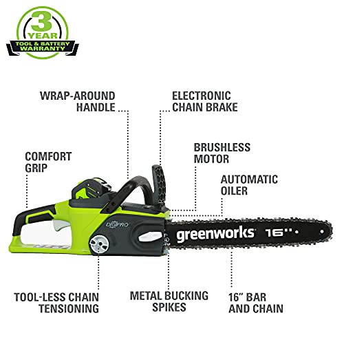 Greenworks 16" Cordless Chainsaw with TruBrushless™ Technology