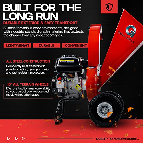 Powerful Gas Wood Chipper Shredder Mulcher - 7HP