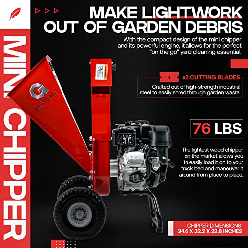Powerful Gas Wood Chipper Shredder Mulcher - 7HP