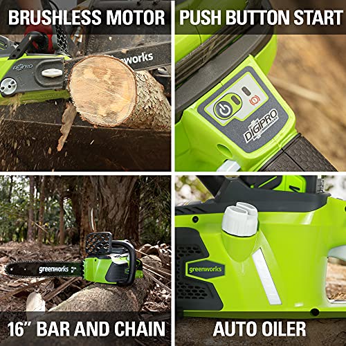 Greenworks 16" Cordless Chainsaw with TruBrushless™ Technology