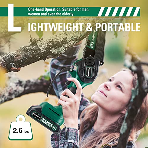 6 Inch Cordless Brushless Mini Chainsaw with 2 Batteries