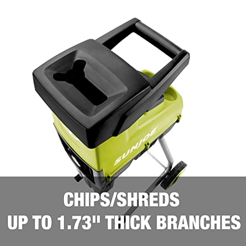 Sun Joe Electric Wood Chipper/Shredder, 15-Amp, 1.7-Inch Cutting Diameter, Green