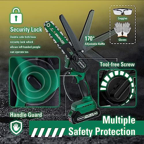 6 Inch Cordless Brushless Mini Chainsaw with 2 Batteries