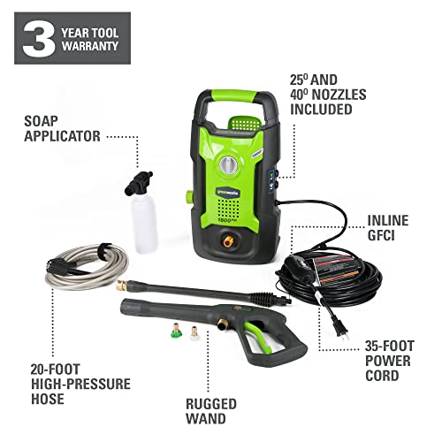 Greenworks Pressure Washer - 1500 PSI, 1.2 GPM