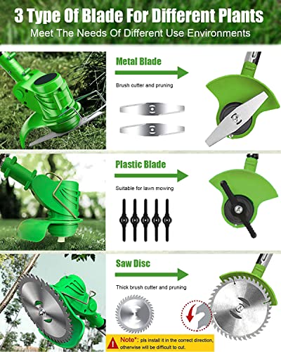 Electric Cordless Weed Wacker with Multiple Blades