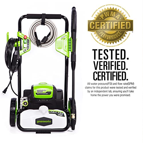 Greenworks 1800 PSI Pressure Washer - PWMA Certified