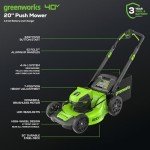 Greenworks 40V 20" Brushless Push Lawn Mower