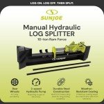 Sun Joe 10 Ton Hydraulic Log Splitter - Green
