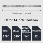 14-Inch Chainsaw Chain Replacement - 2 Pack