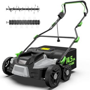 TIECTOWN 16-Inch Electric Dethatcher with Bag