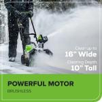 Greenworks 40V 16" Cordless Snow Blower with Battery