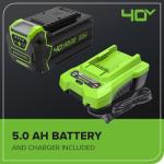 Greenworks 40V 16" Cordless Snow Blower with Battery