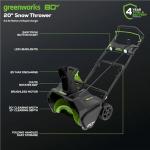 Greenworks 80V 20” Cordless Brushless Snow Blower