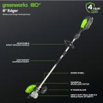 Greenworks 80V Brushless Edger with 8" Blade
