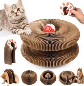 Accordion Cat Scratcher Toy with Interactive Ball